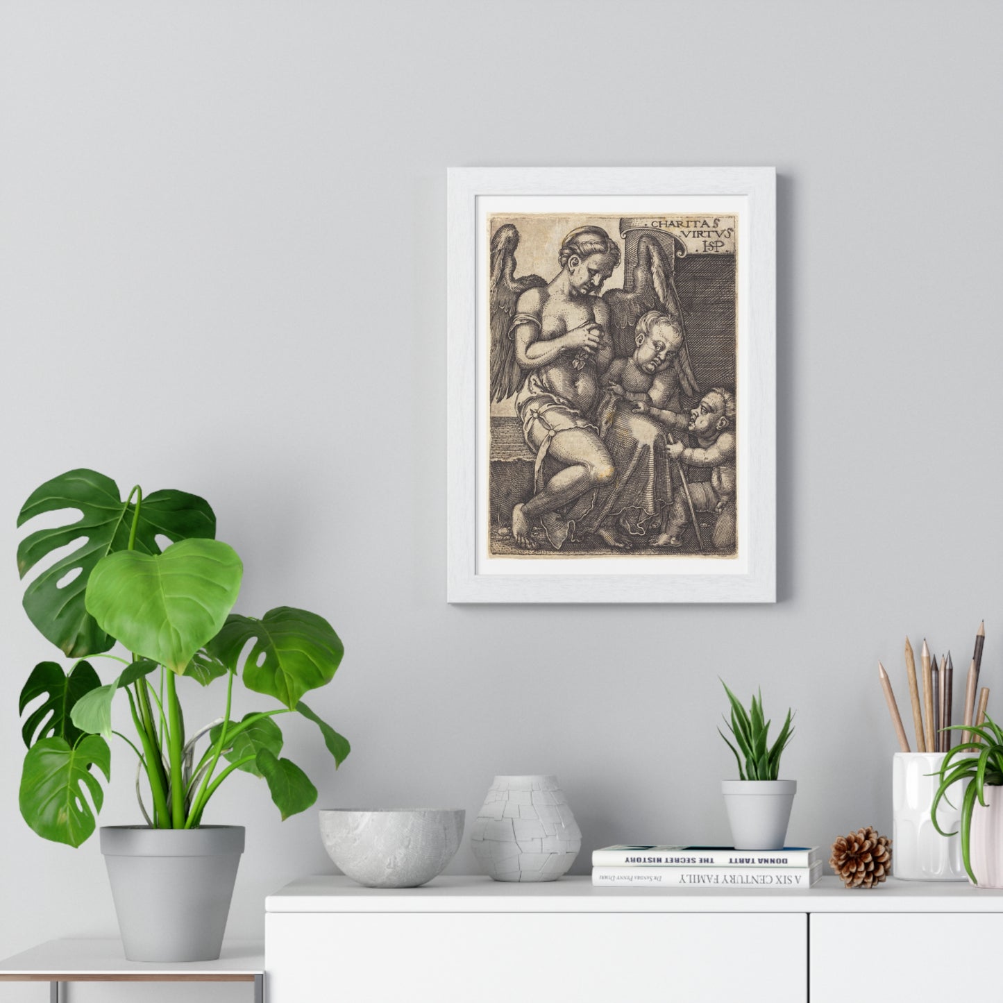 Charitas (1539) Engraving by Sebald Beham, from the Original, Framed Art Print