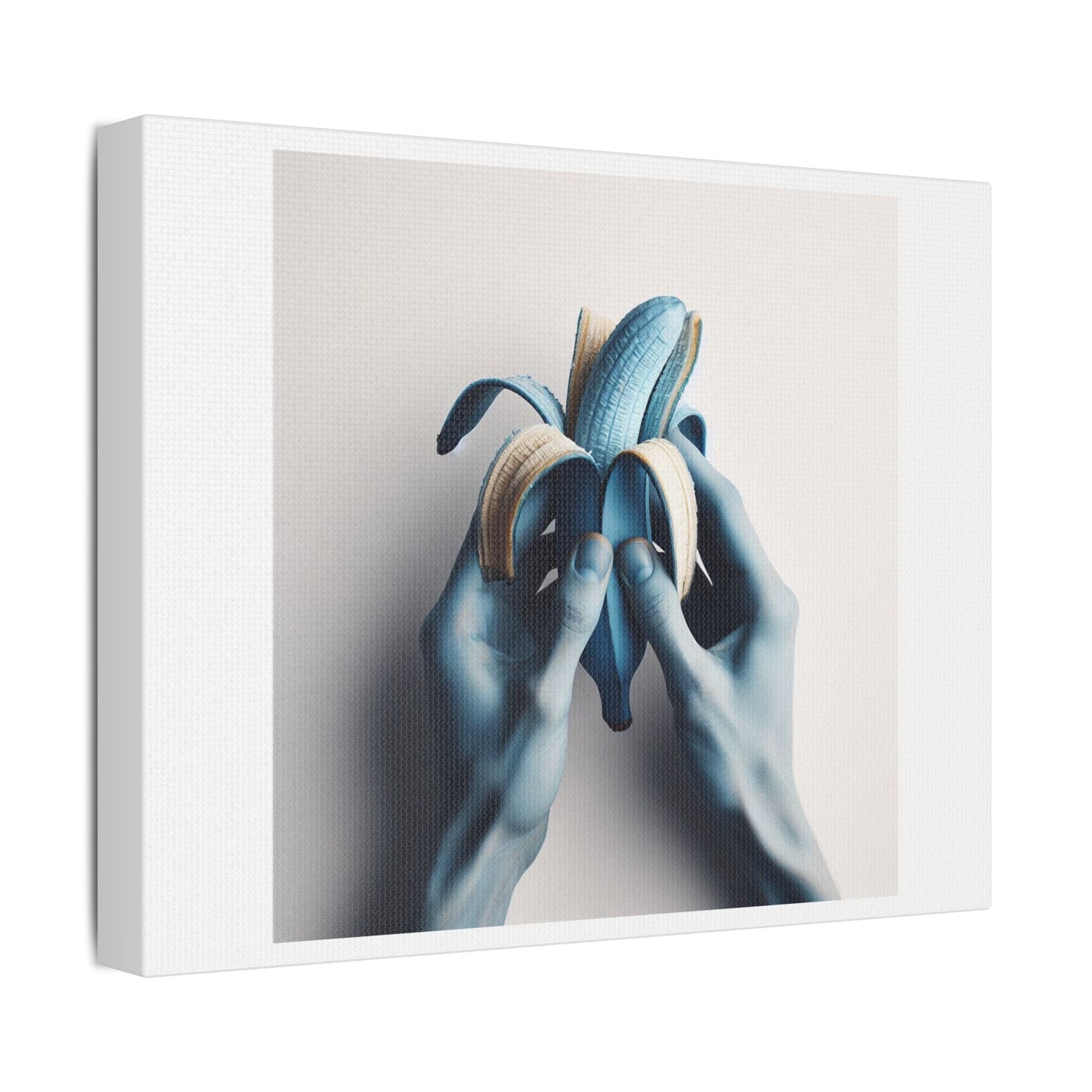 Blue Banana Abstract Art 'Designed by AI' Print on Canvas