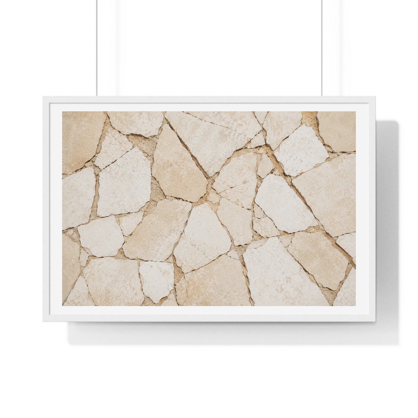 Beige Abstract Relaxing Decor Art, Large Framed Print