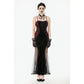 Dark in Love Lilith Red and Black Mesh Panel Goth Gown