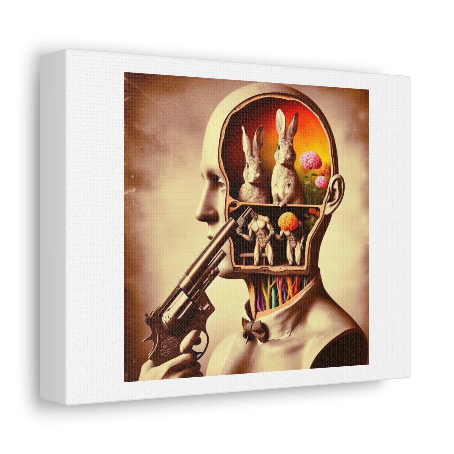 Absurdist Art, Cross Section of the Human Mind 'Designed by AI' Print on Canvas