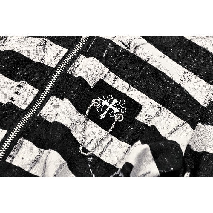 Dark in Love Xianne Prison Bunny Striped Hooded Crop Top