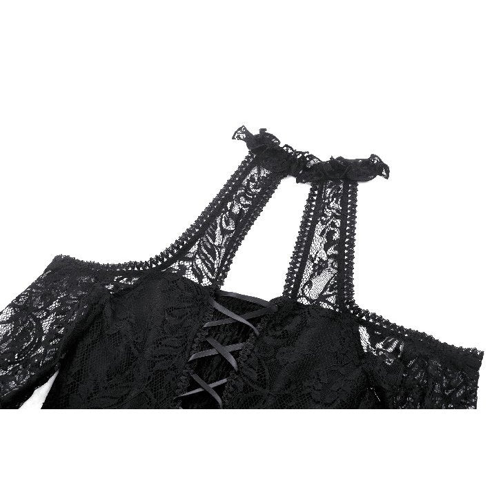 Dark in Love Gem Gothic Vine Lace-Tail Dress