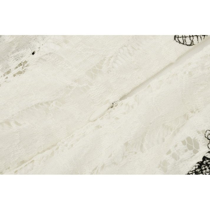 Dark in Love Zosia Punk Gothic Butterfly Embroidered Lace Dress in Beige