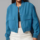 Women's Stand-Collar Fashion Bomber Jacket, Big Pockets