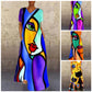 Art Portrait Printed, Art Lover V-Neck Stretch Dress, Plus SIzes