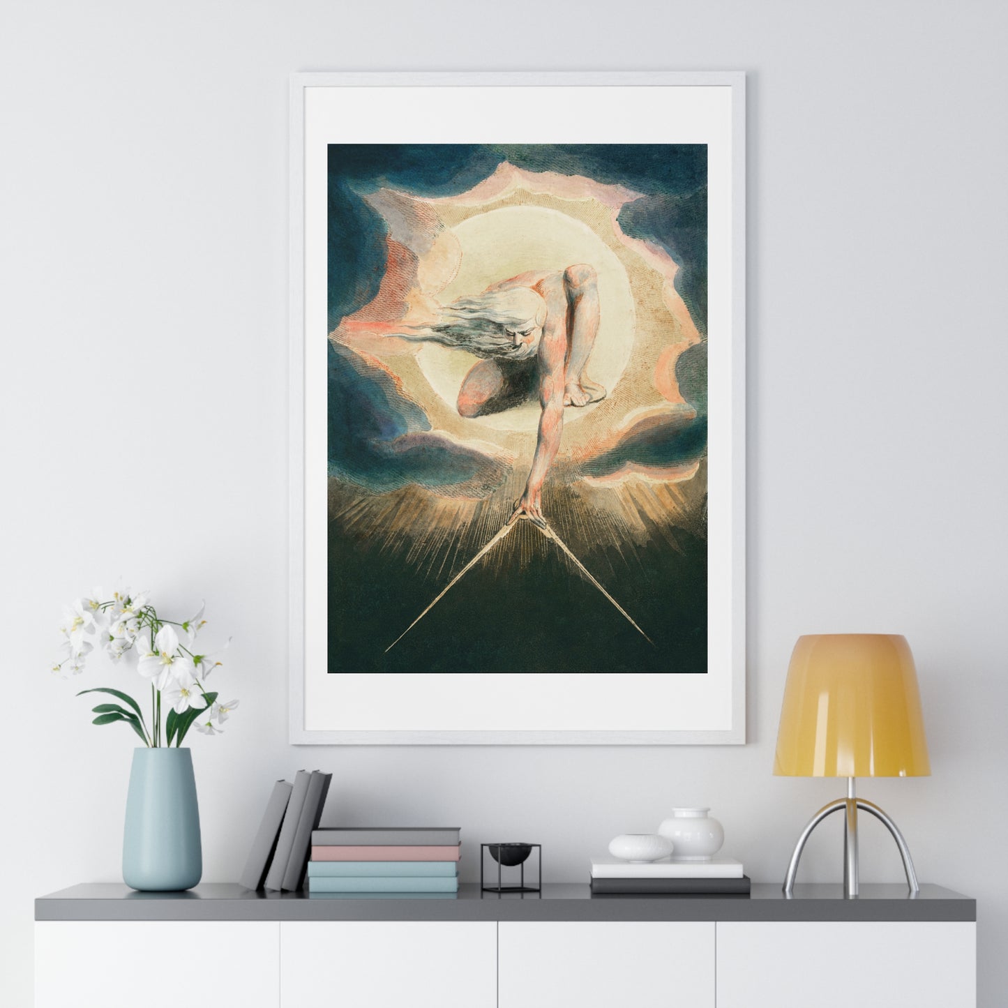 Ancient of Days Setting a Compass to the Earth (1794) from 'Europe a Prophecy' by William Blake, from the Original, Framed Print