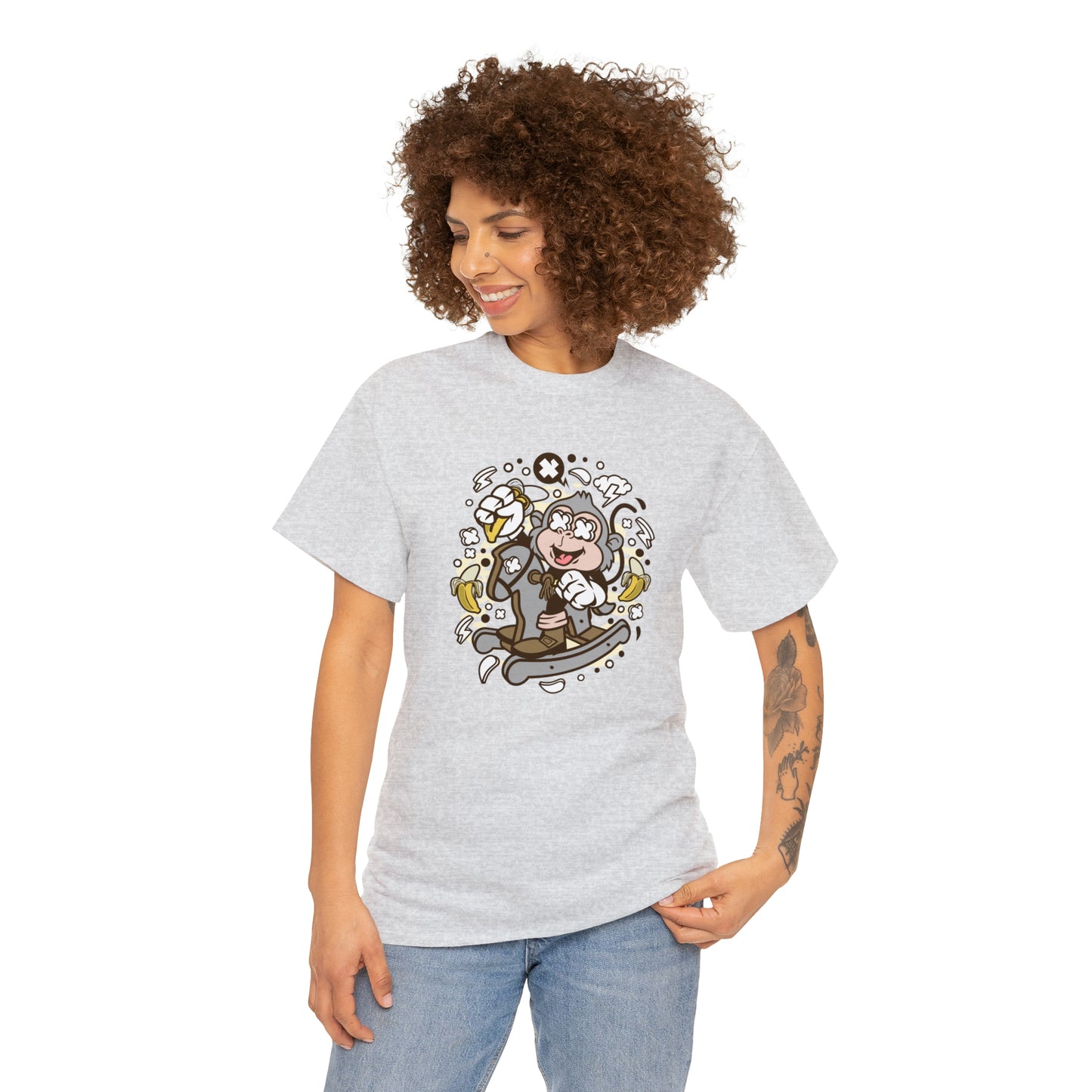 Monkey Rocking Horse Cartoon T-Shirt