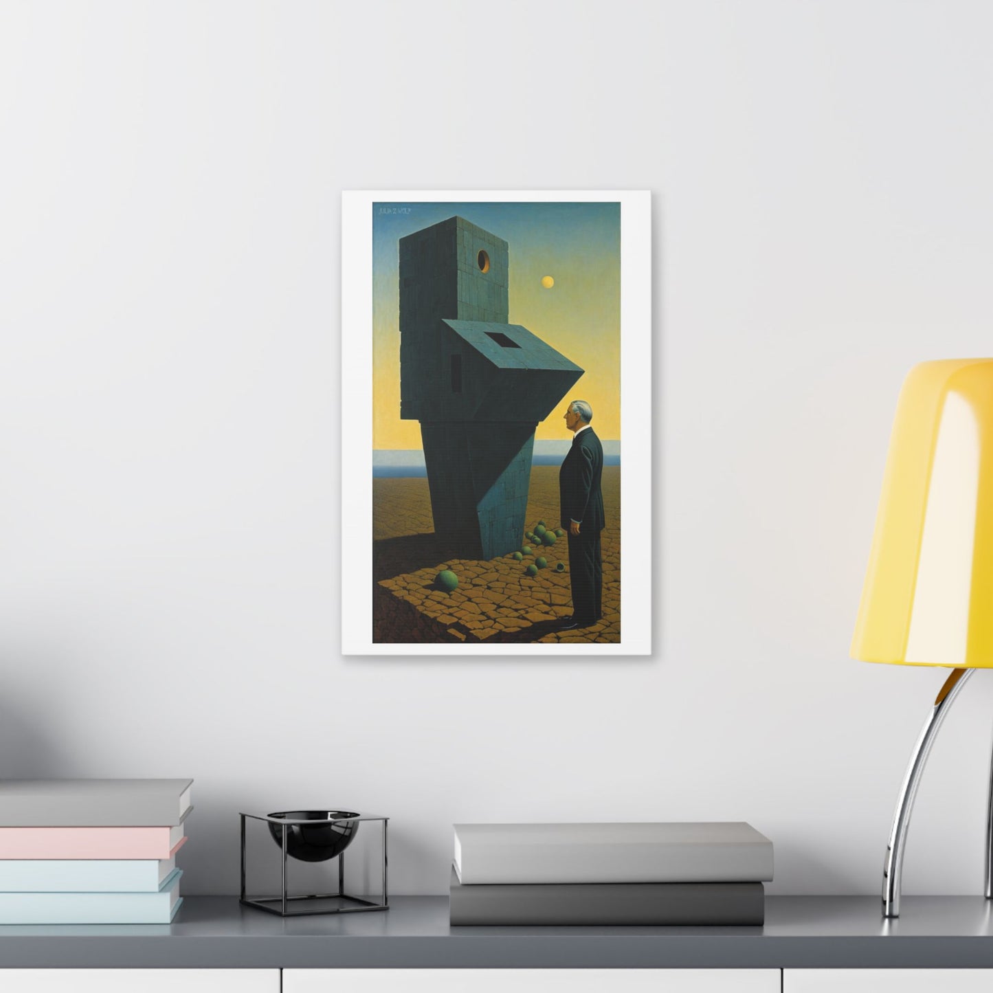 Man at the Watchtower II, Surrealist Art Style 'Designed by AI' Canvas Art Print