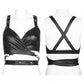 Punk Rave Nyx Elastic Cross-Strap Crop Top in Black