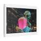 Alien Watching the Planet Earth Show 'Designed by AI' Satin Canvas Art Print