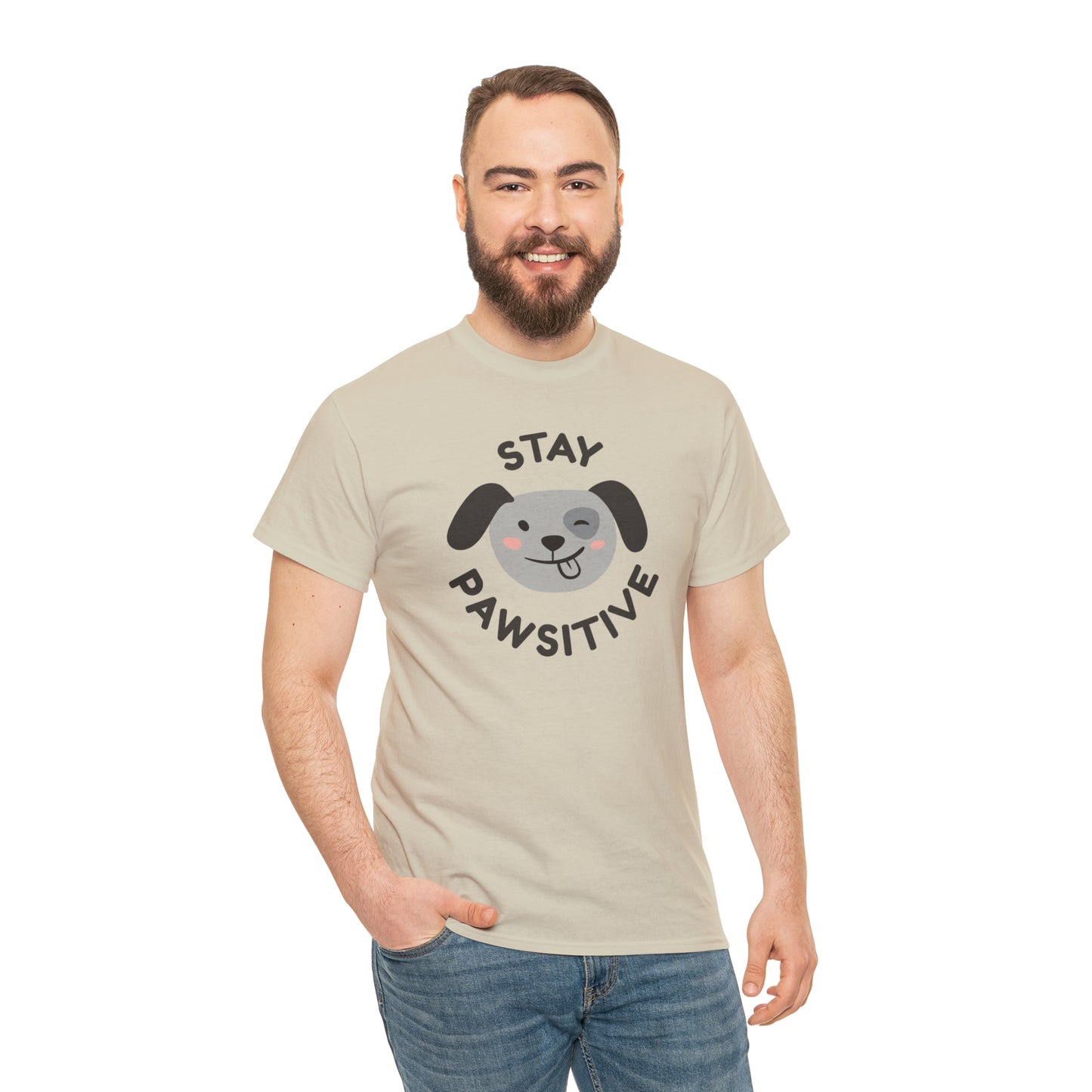 Stay Pawsitive Dog Lover's Cotton T-Shirt