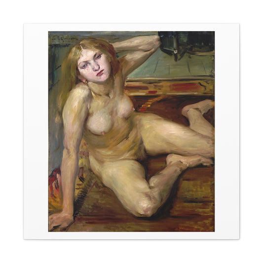 Nude Girl on a Rug (1912) by Lovis Corinth, Art Print from the Original on Canvas