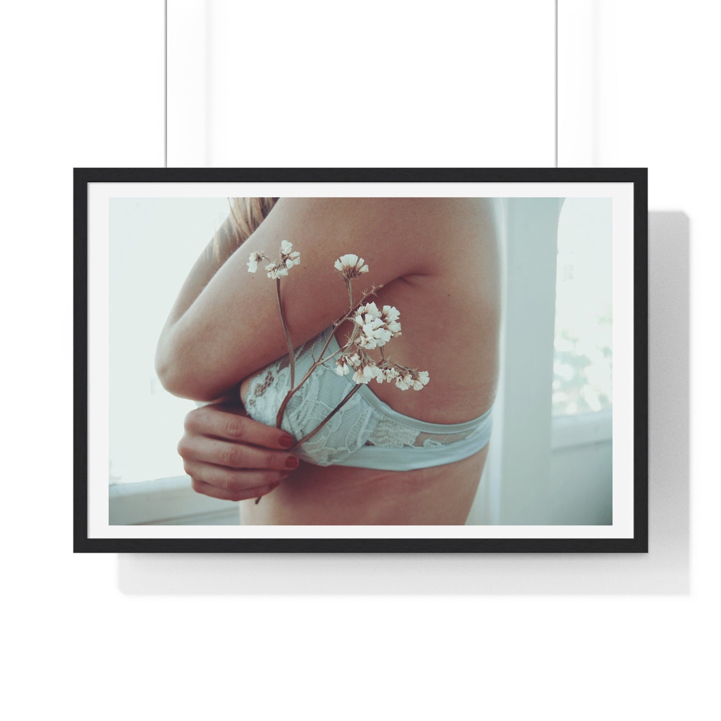 Woman and Flower, Photographer Unknown, from the Original, Framed Print