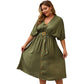 Vireous Full Sleeve V Neckline Plus Size Dress