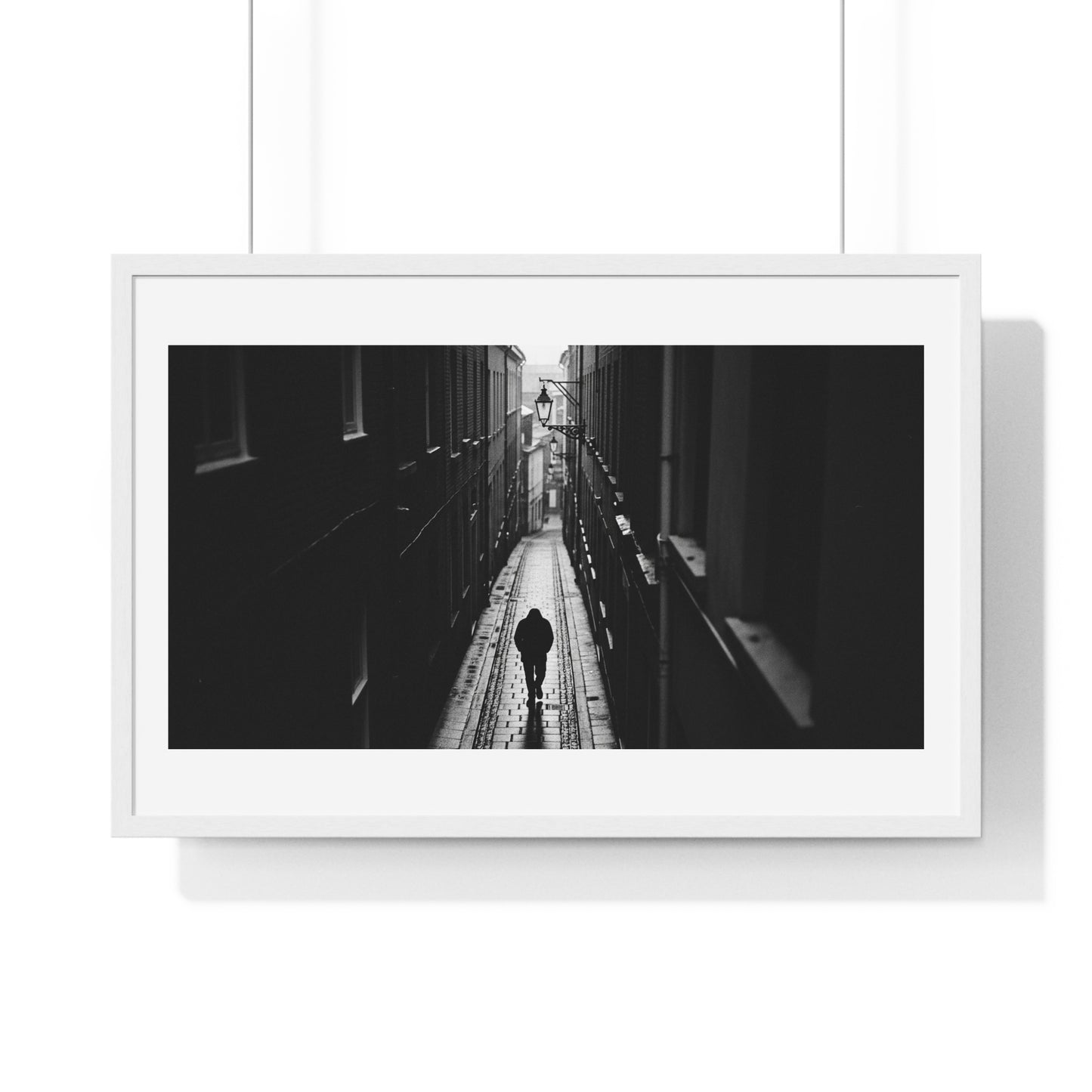 Black and White Photography, High-Contrast Cityscape II 'Designed by AI' Framed Print