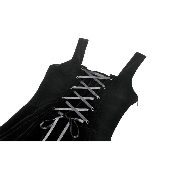 Dark in Love Lux Black Velvet Horn Embroidery Maxi Dress