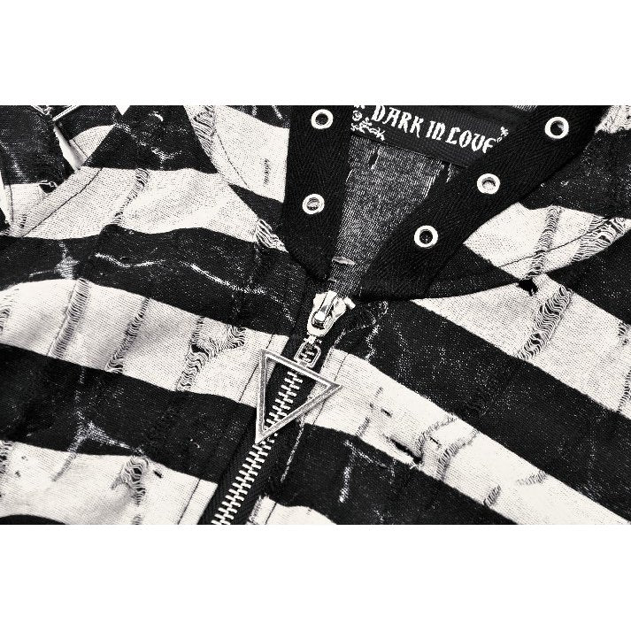 Dark in Love Xianne Prison Bunny Striped Hooded Crop Top