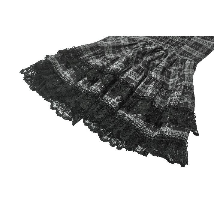 Dark in Love Ida Punk Grey Tartan Metal-Studded Dress