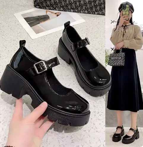 Vintage Japanese-Style Women's Black Shoes