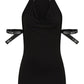 Necessary Evil Aphrodite Plunge Cowl-Neck Top with Faux Leather Detail