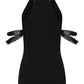 Necessary Evil Aphrodite Plunge Cowl-Neck Top with Faux Leather Detail