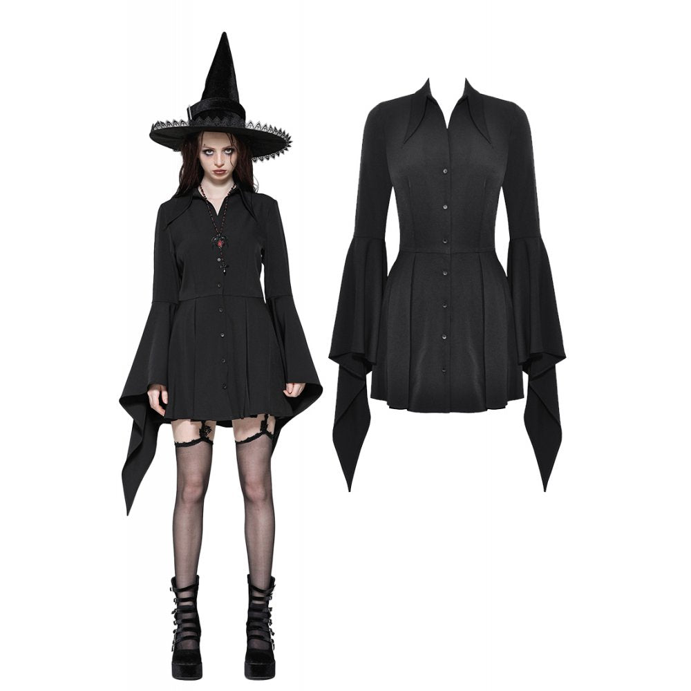 Dark in Love Darya Witchy Bell-Sleeve Shirt Dress