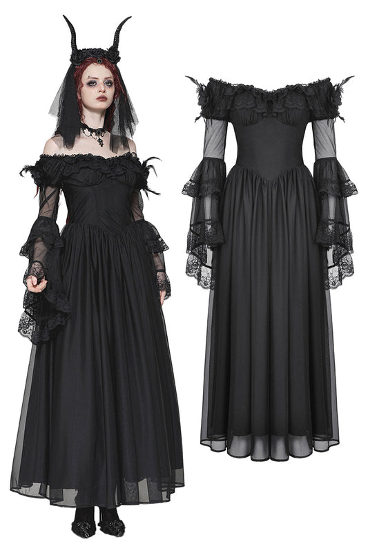 Dark in Love Millicent Black Tulle Feather Fantasy dress
