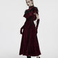 Punk Rave Vivienne Velvet Lace-Panel Goth Slip Dress In Burgundy