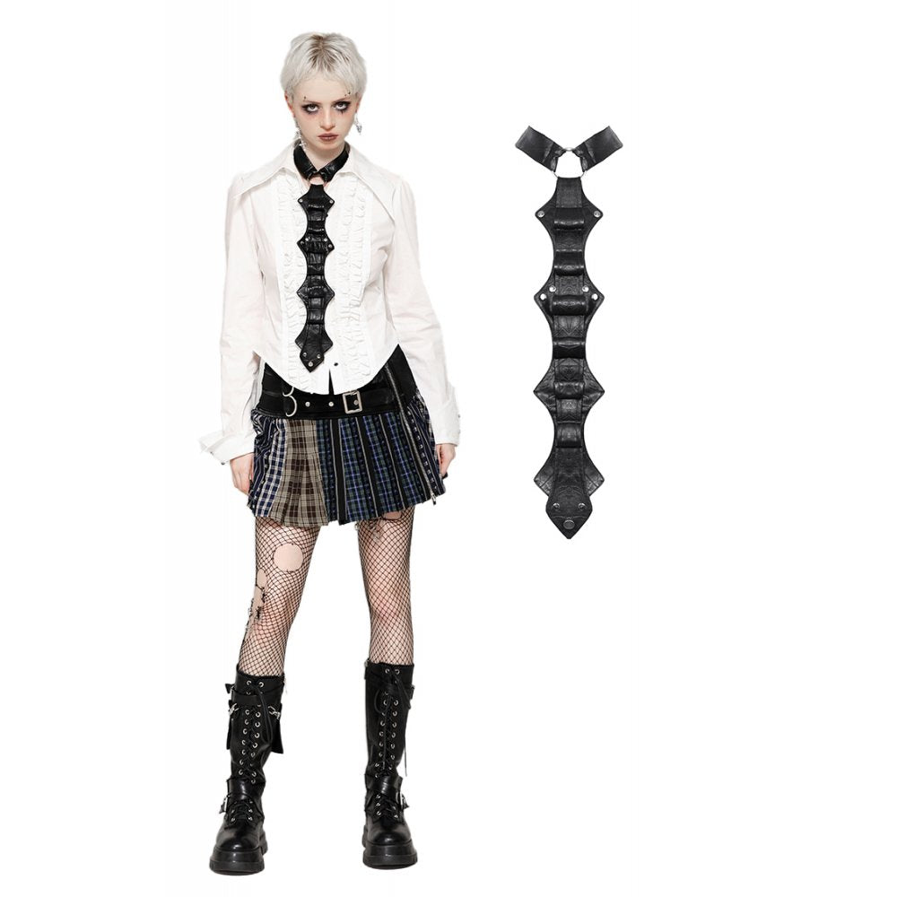 Dark in Love Kaia Skeleton Punk Leather Bow Tie