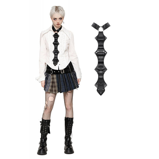 Dark in Love Kaia Skeleton Punk Leather Bow Tie