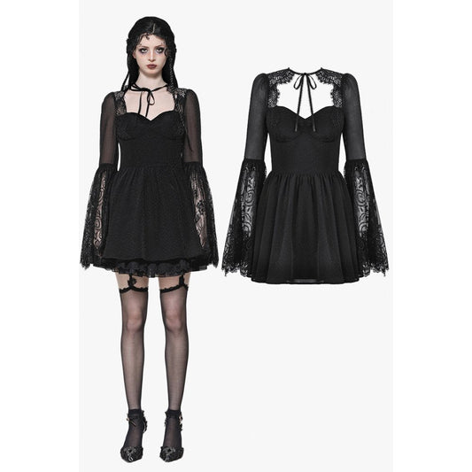 Dark in Love Greta Dark Mystique Gothic Lace-Up Mesh Dress