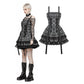 Dark in Love Ida Punk Grey Tartan Metal-Studded Dress