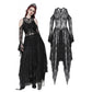 Dark in Love Carys Black Gothic Asymmetrical Lace Off-Shoulder Dress with Rhinestone Detail