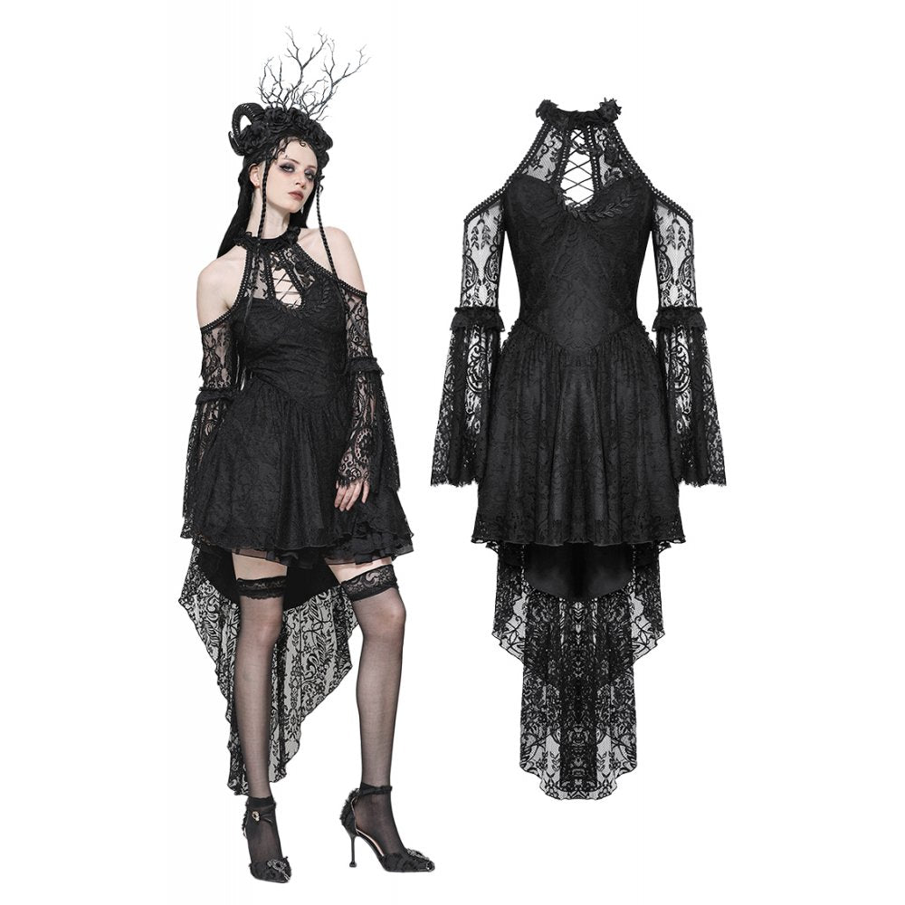 Dark in Love Gem Gothic Vine Lace-Tail Dress