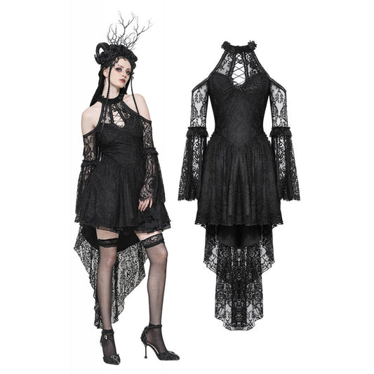 Dark in Love Gem Gothic Vine Lace-Tail Dress