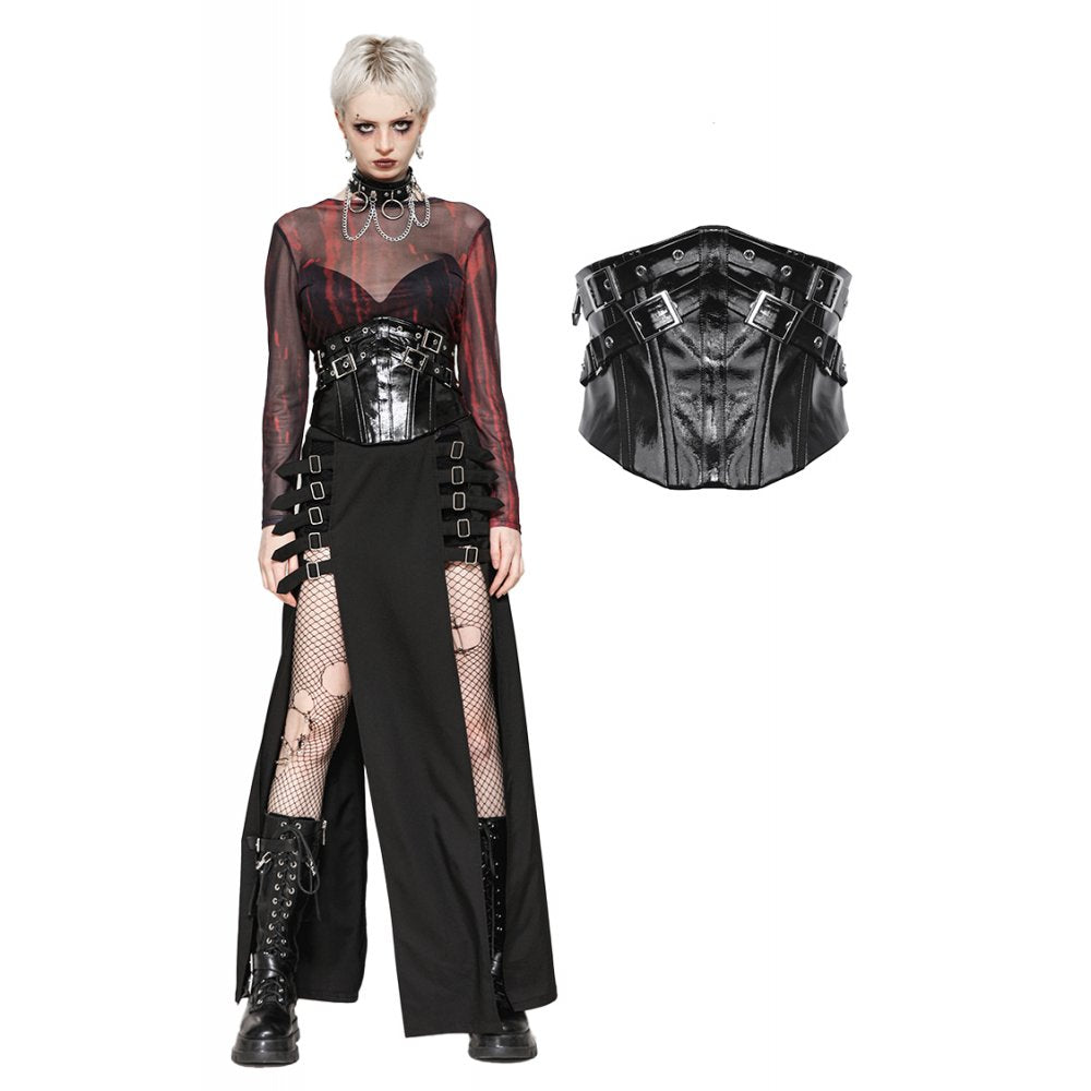 Dark in Lia Punk Love Patent Leather Waist Corset with Metal Accents