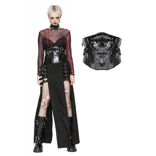 Dark in Lia Punk Love Patent Leather Waist Corset with Metal Accents