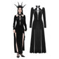 Dark in Love Vera Gothic Velvet High-Slit Maxi Dress with Hollow Neckline, Embroidered Buttons
