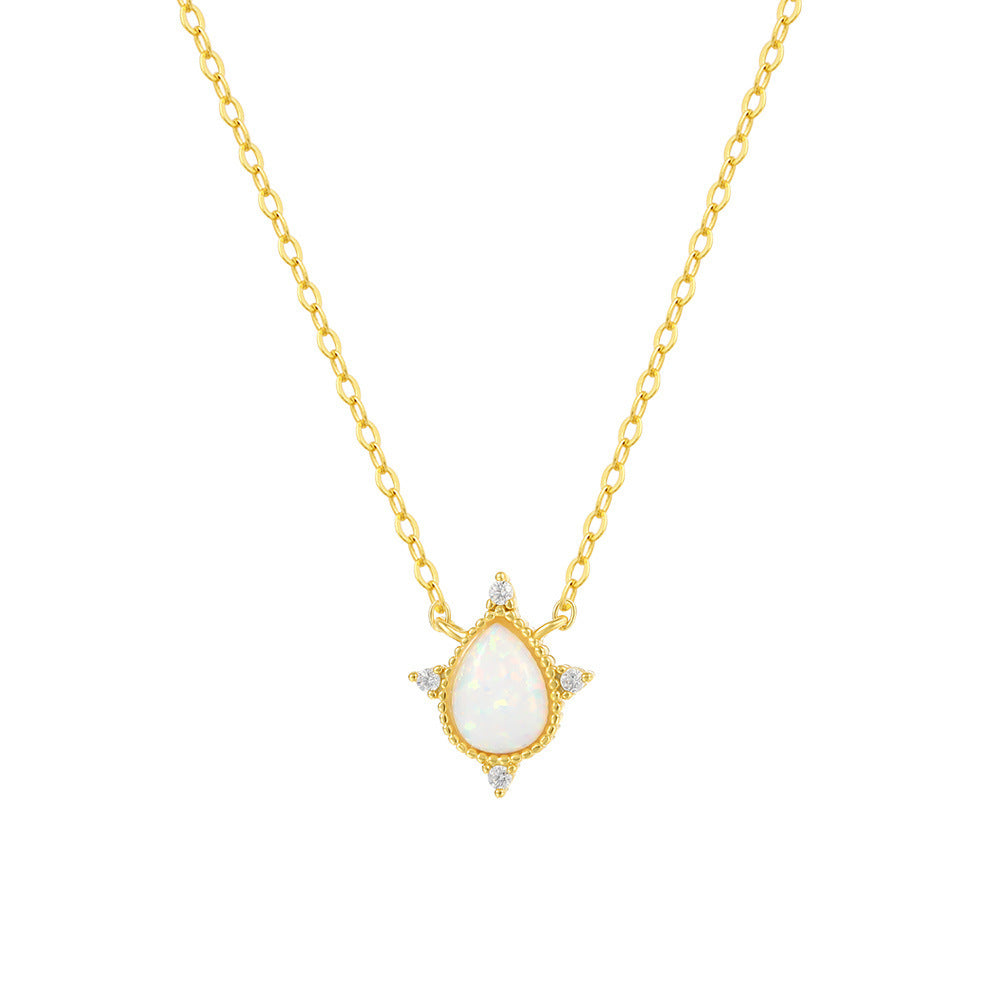 925 Sterling Silver Opal Droplet Jewellery Set