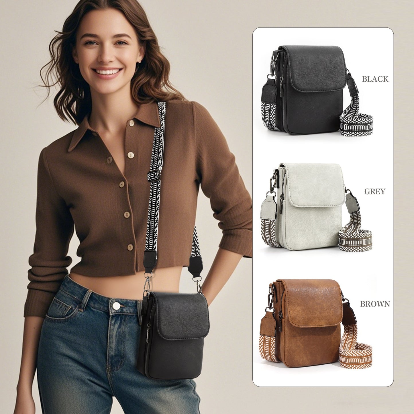 Adjustable Shoulder Strap, Unisex Portable Small Crossbody Bag