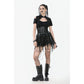 Dark in Love Draven Layered Mesh and Faux Leather Waist Cincher Skirt
