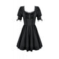 Dark in Love Gothic Lace Square-Neck Puff-Sleeve Dress
