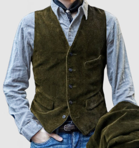 Men's Classic Warm Corduroy Jacket and Waistcoat