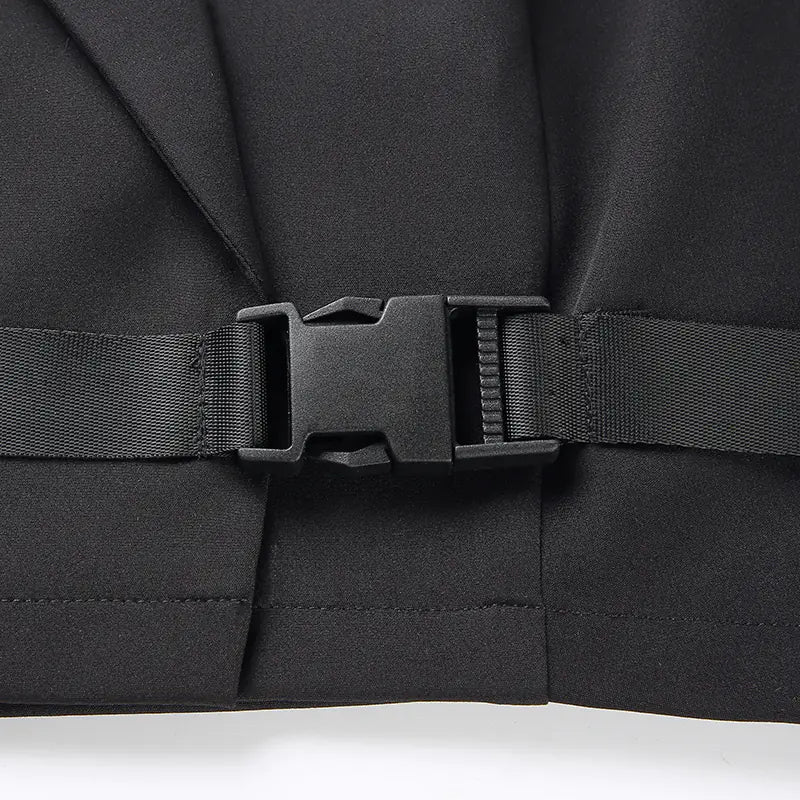 Vireous Women's Cropped Blazer with Belt Closure