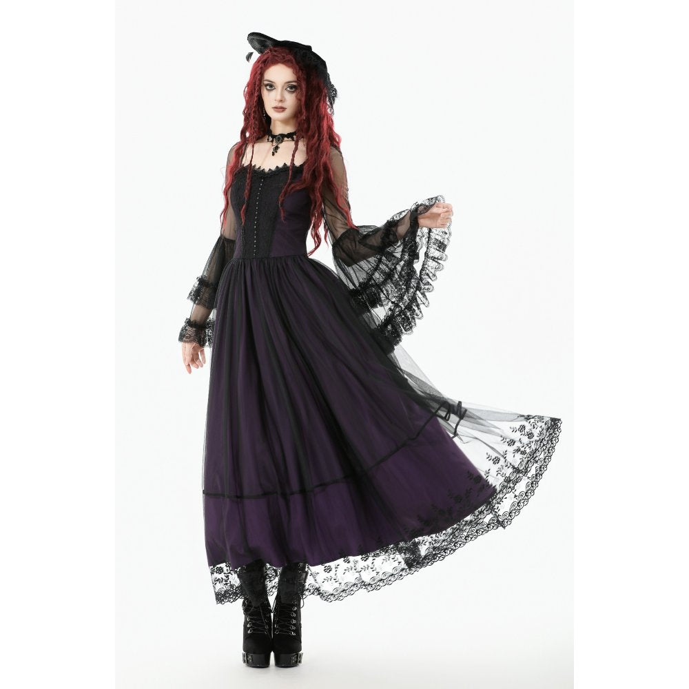 Dark in Love Lilith Bell-Sleeve Gothic Maxi Dress