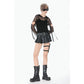 Dark in Love Punk Mesh Hollow-Out Hooded Top