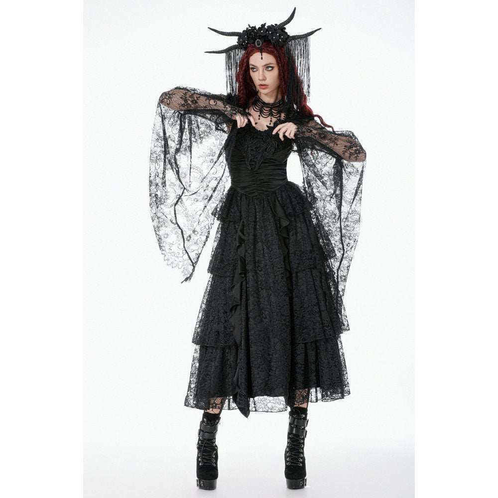 Dark In Love Gothic Lace Bell-Sleeve Cape