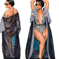 Mesh Robe Cover Up with Swimsuit Set, Plus Sizes