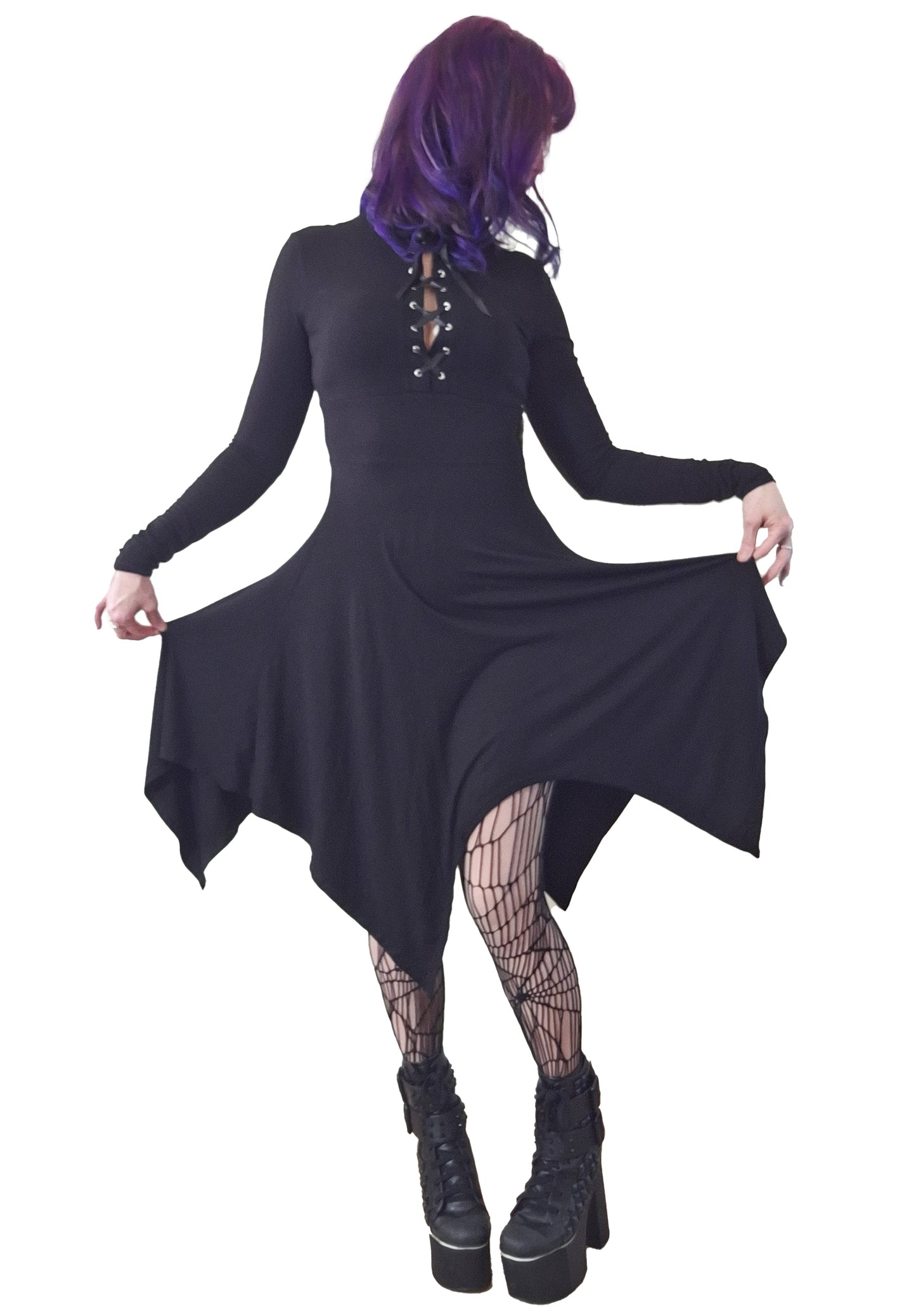 Necessary Evil Kali Long-Sleeve Midi Handkerchief Dress